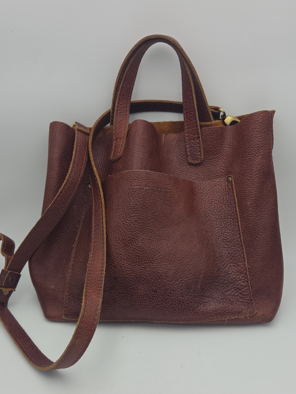 Portland Leather Goods Large Lola Pebbled Leather Brown  Crossbody